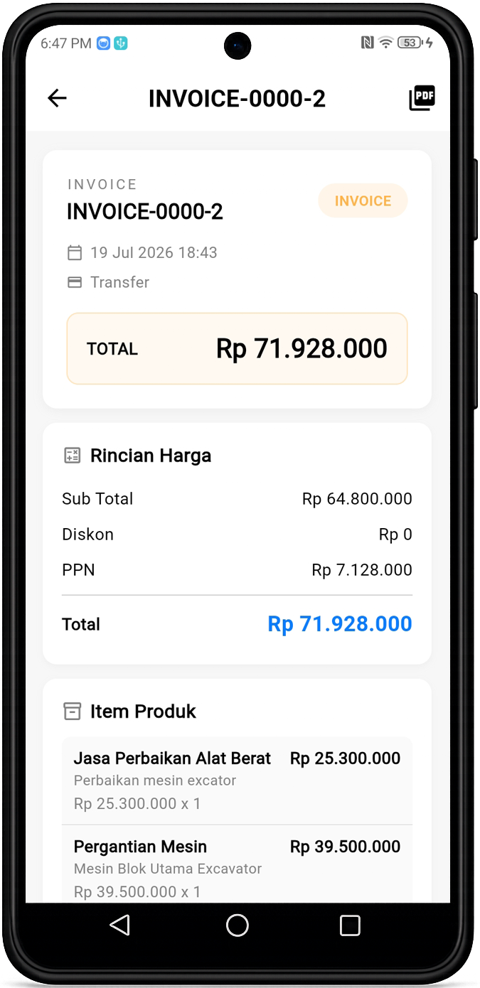 Export Invoice Ke PDF